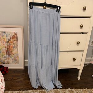 Hello Molly Light Blue Tiered Maxi Skirt - Women